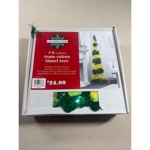 December Home 5ft Team Colors Tinsel Tree Green Yellow Christmas Dorm Decor‎